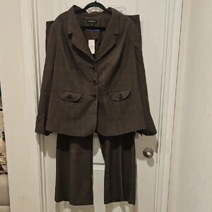 NWT Lane Bryant Brown Plaid Blazer and Pants Set Size 28